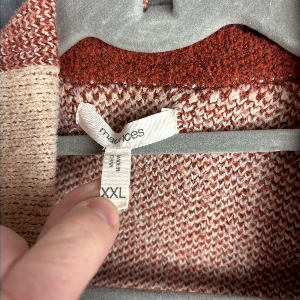 Maurices Rust/Cream Plaid Collared Vest Cardigan Sweater – Women’s Sz XXL - Picture 3 of 7